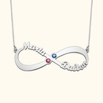 2 Names & Birthstones Infinity Love Necklace
