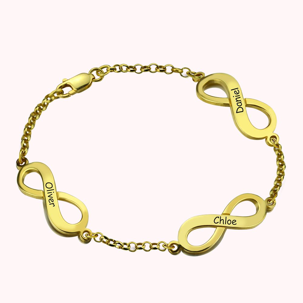 Bracelet Prénom Triple Infini en Argent Sterling Personnalisé