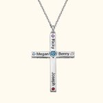 Cross Necklace for Women with Kid's Name & Birthstone