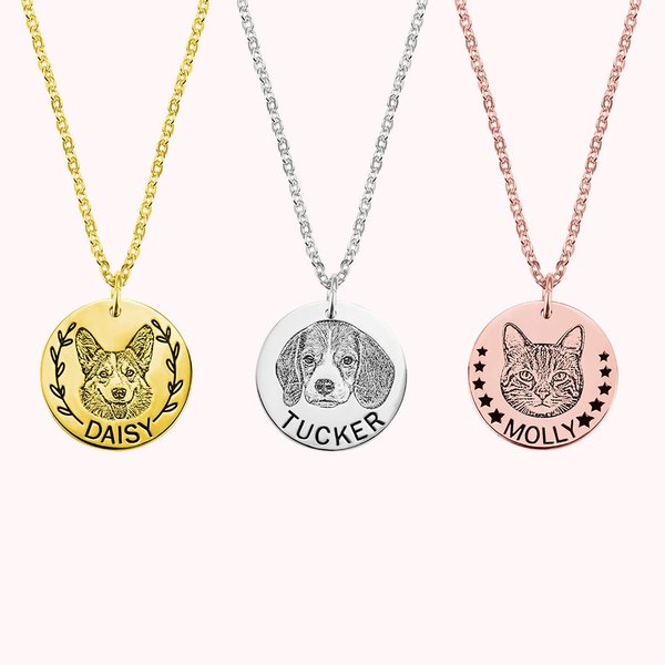 Disc Your Pet Face Portrait Necklace | Callie