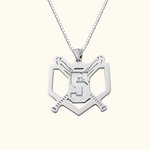 Baseball Bat Number Sport Necklace in Sterling Silver
