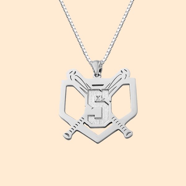 Collana sportiva con pipistrello di baseball in argento sterling