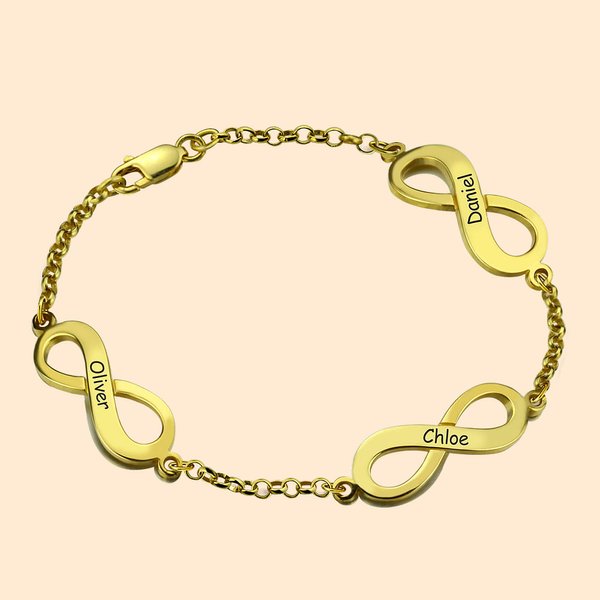 Triple Infinity Name Bracelet Sterling Silver