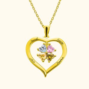 Collar personalizado de plata de ley en forma de corazón con 1-8 nombres grabados Regalo para ella el Día de la Madre