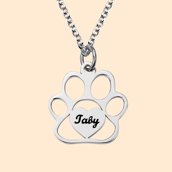 Pendentif Patte de Chien Personnalisé avec Prénom Cadeau pour Propriétaire d'Animal de Compagnie