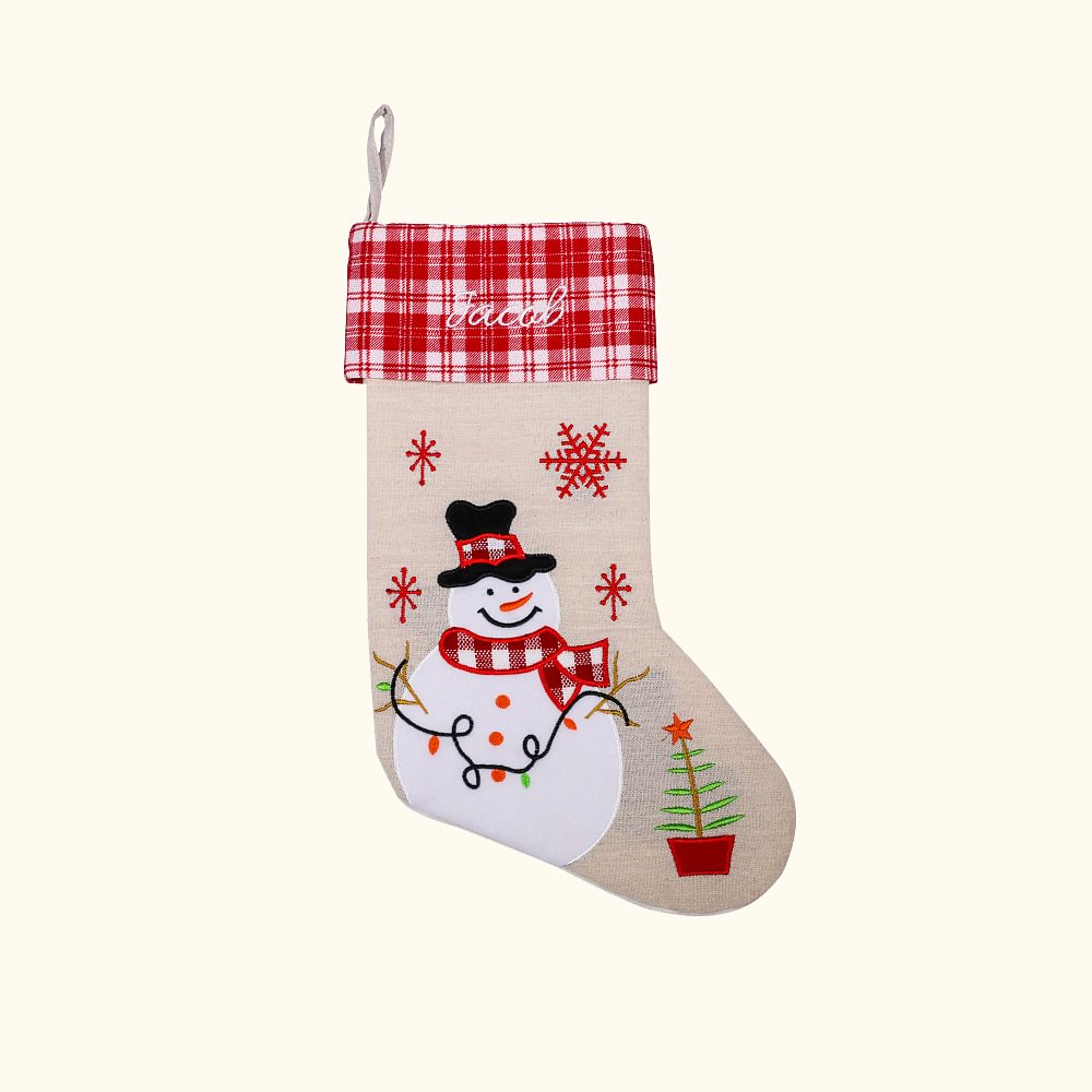 Bas de Noël personnalisé Bonhomme de neige
