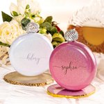 Personalized Round Flasks with Rhinestone Lid Ideal Gift for Girls