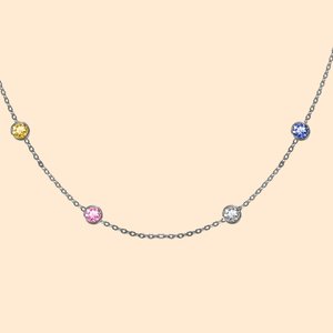 Personalisierte Sterling Silber 1-8 Birthstones Halskette