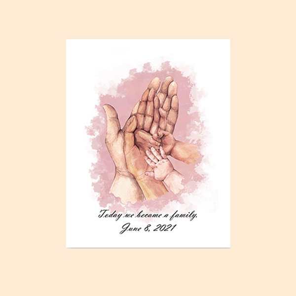 Mum & Dad Baby Holding Hands Wall Art