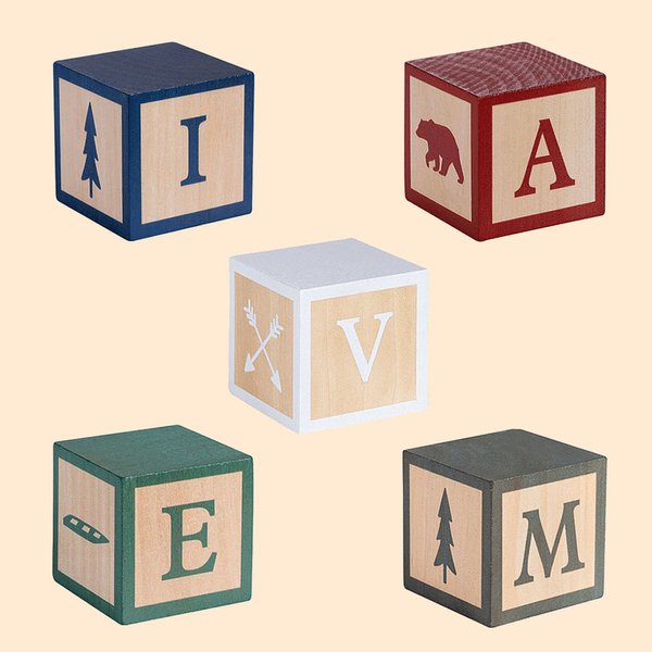 Woodland Nursery Decor Wooden Letter Blocks for Baby Set