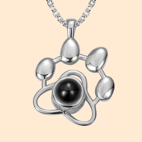 Pendentif Personnalisé avec Photo de Projection Collier en Forme de Patte Cadeau Anniversaire pour Amoureux de l'Animal de Compagnie