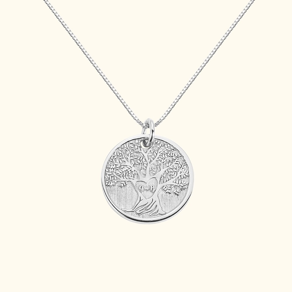 Collier à Personnaliser avec Gravure et Initiale Collier Arbre d'Amour Cadeau d'Anniversaire St Valentin Pour Elle