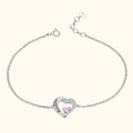 Pulsera de mujer con piedra de nacimiento corazón personalizada y nombre