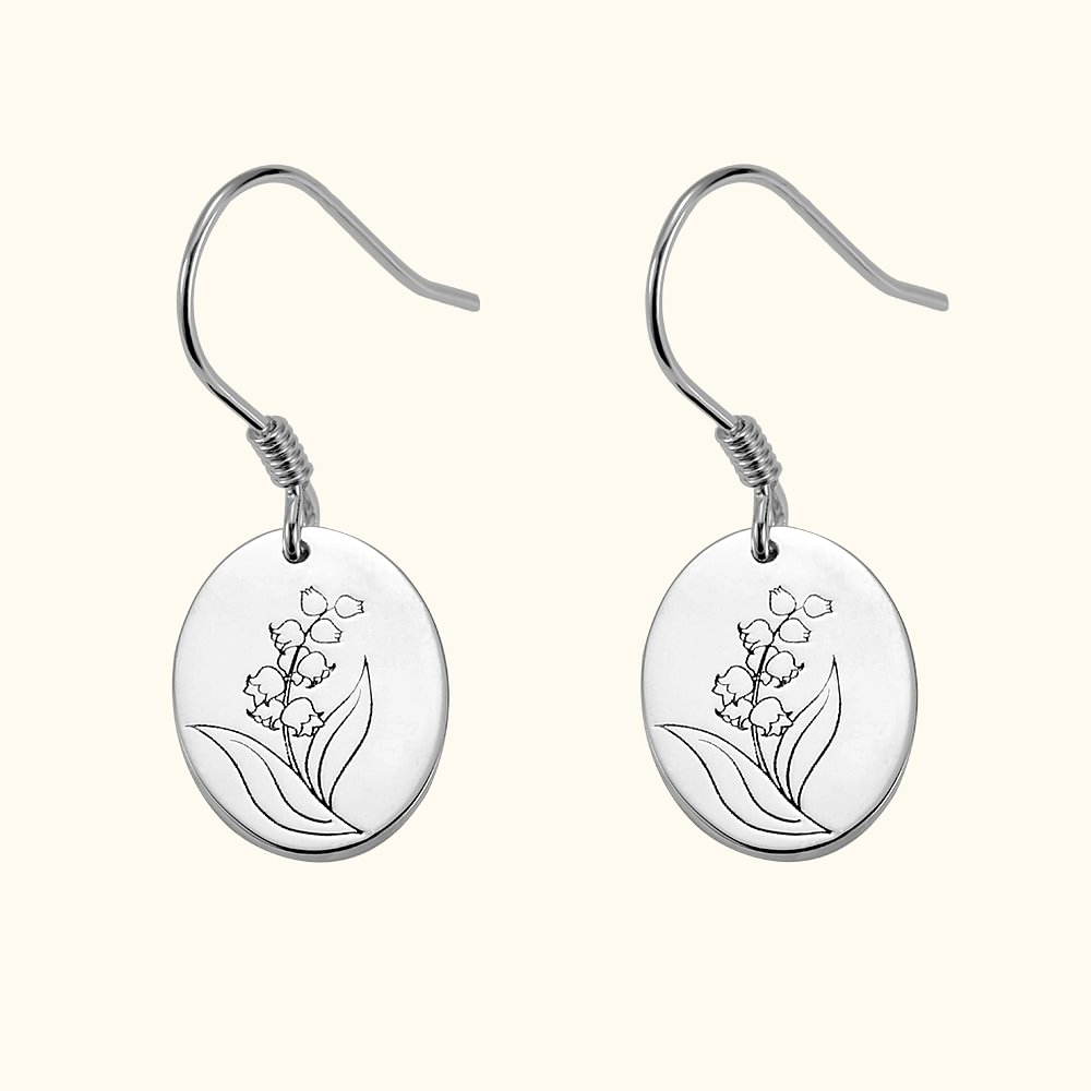 Callie Boucles d'Oreilles Fleur Mois de Naissance Gravure au Dos