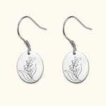 Personalised Birth Month Flower Earrings with Back Engraving