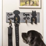 Personalisierte niedlichen Welpen Hintern Schwanz Haken hölzerne Hundeleine Halter Wandaufhänger mit Namen und Pfote drucken Geburtstag Housewarming Geschenk für Tierbesitzer