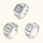 Personalized Engraved Unisex Sterling Silver Initial Signet Ring Birthday Gift for Family