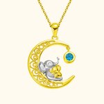 Collier Famille Personnalisé avec Pierre de Naissance Éléphants Mère et Enfant Cadeau de Fête des Mères pour Mère