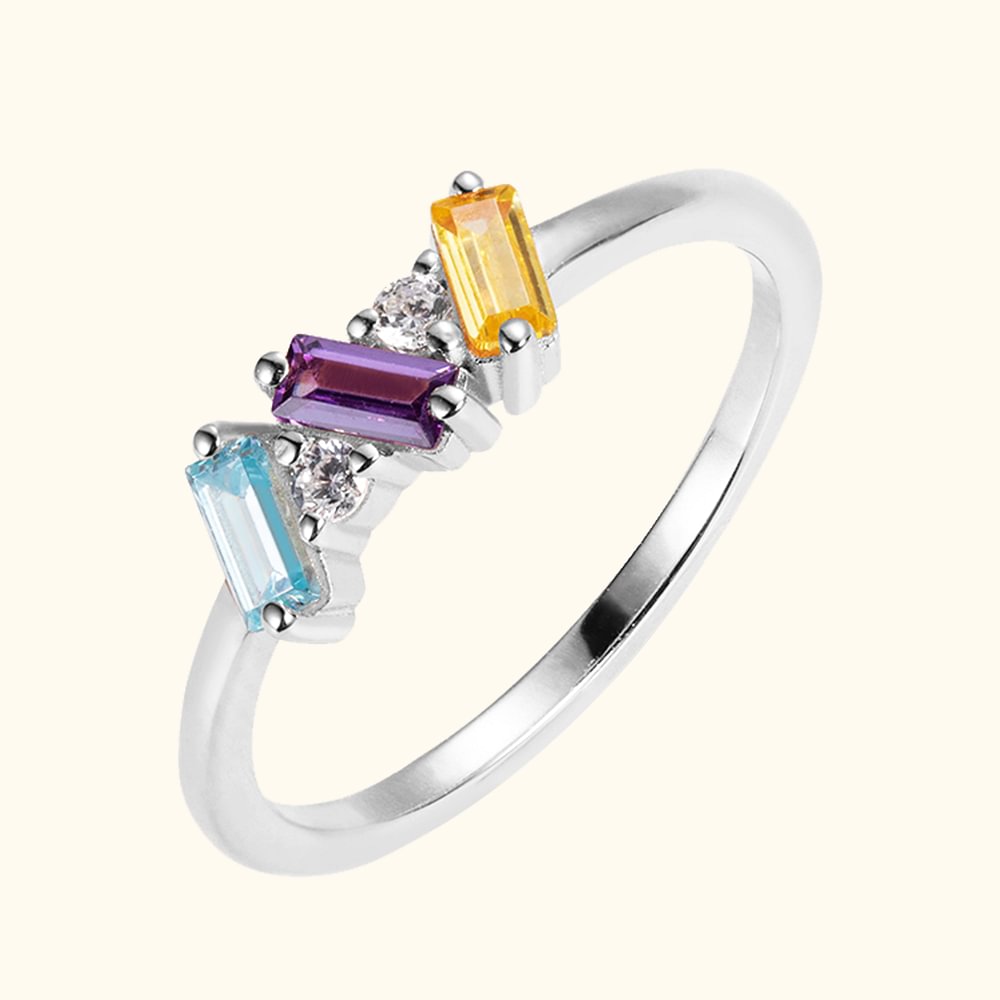 Bague Pierre de Naissance en Baguette Faite à la Main