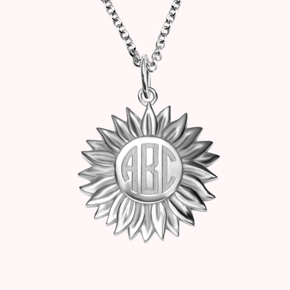Collier Monogramme Bloc Tournesol Personnalisé Collier pour Femmes