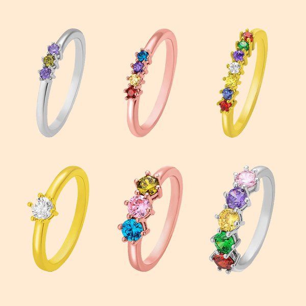 Elegante Multi Geboortesteen Ring voor Vrouwen