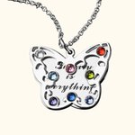 Engraved Mother's Butterfly Necklace with 1 - 8 Birthstones | Callie