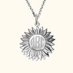Sunflower Necklace Engraved Block Monogram