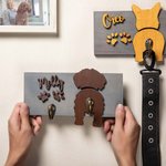 Personalisierte niedlichen Welpen Hintern Schwanz Haken hölzerne Hundeleine Halter Wandaufhänger mit Namen und Pfote drucken Geburtstag Housewarming Geschenk für Tierbesitzer