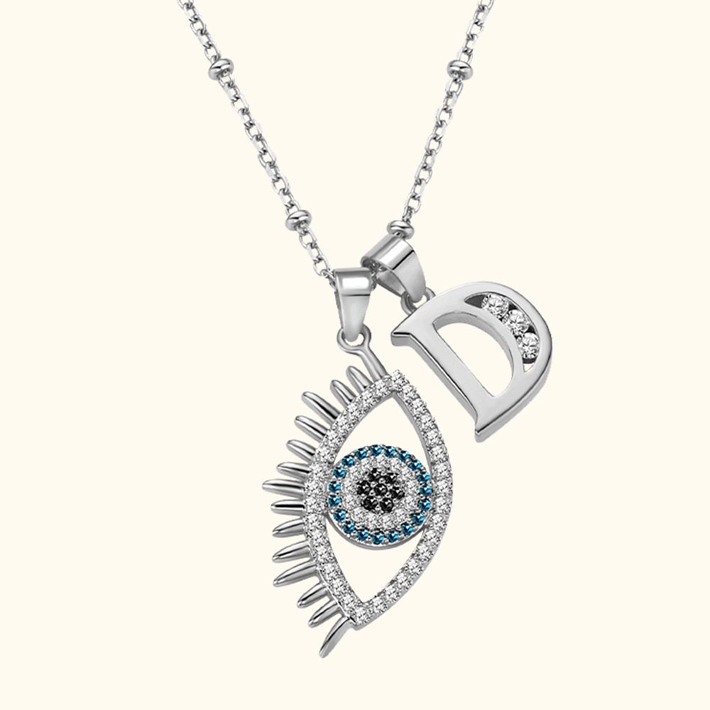 Collier Personnalisé avec Initiale Pendentif de Protection Œil Maléfique Cadeau Anniversaire pour Femme