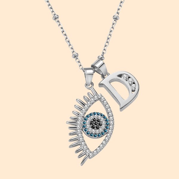 Custom Evil Eye Necklace Initial Protection Necklace
