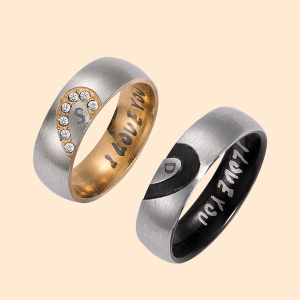 I Love You Initial Rings Set for Couples