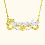 Double Plate Diamond Name Necklace Two Tone