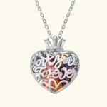 Love You Forever Crown Heart Cage Birthstones Necklace