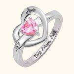 Name Heart Ring with Birthstone