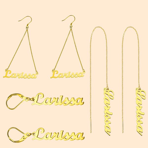 Hoop Name Plate Earrings