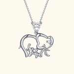 Collier Personnalisé pour Maman Argent Massif avec Pierre de Naissance Breloque Forme Mère Enfant Éléphant Cadeau Fête des Mères