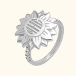 Anillo girasol monograma en bloque Plata de ley
