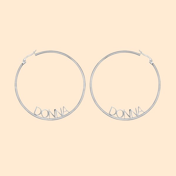 Big Circle Name Hoop Earrings Gold Plated