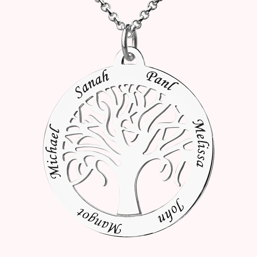 Collier Arbre Généalogique avec Prénoms Personnalisé