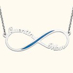 Collier à l'Infini avec Prénom Personnalisé et Ligne Bleue Cadeau d'Anniversaire pour Femme | Callie