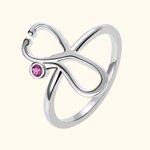 Estetoscopio Personalizado Diseño Anillo de Plata de Ley con Piedra de Nacimiento Graduación Semana de la Enfermera Regalo para Enfermera Doctor Perso