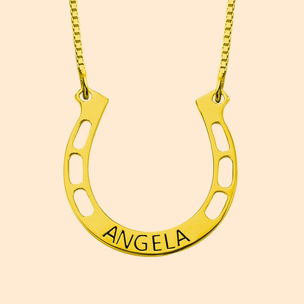 Horseshoe Necklace Engraved Custom Name