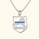 Police Badge Necklace with Name & State Map
