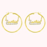 Boucles d'Oreilles Cercle avec Pendentifs Prénom Personnalisées