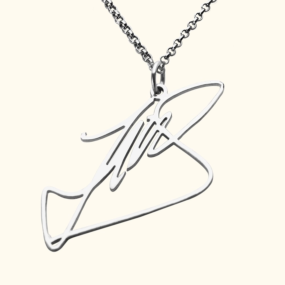 Collier avec Écriture Manuscrite Personnalisée Pendentif de Signature en Argent pour Femme Cadeau Anniversaire