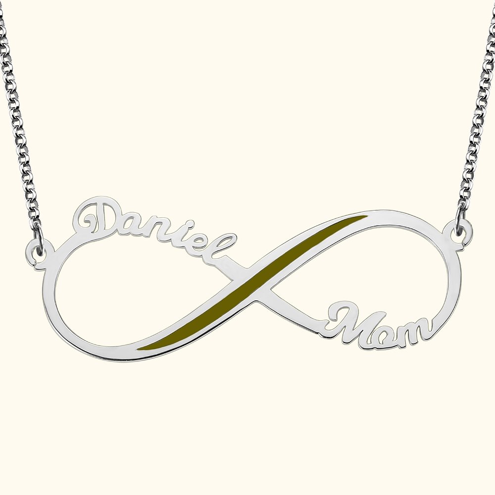 Collier d'Infini avec 2 Prénoms Personnalisés Cadeau Anniversaire Fête des Mères pour Maman Épouse