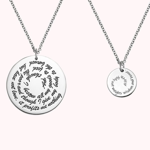 Collier Médaille Personnalisée avec Devis Gravé Cadeau Anniversaire pour Homme Femme