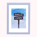 25th Anniversary Silver Frame Street Sign Painting with Double Names & Date