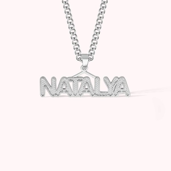 Men's Embroidered Bling Name Necklace