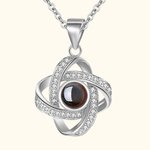 Personalized Four Leaf Clover Photo Projection Necklace with I Love You in 100 Languages